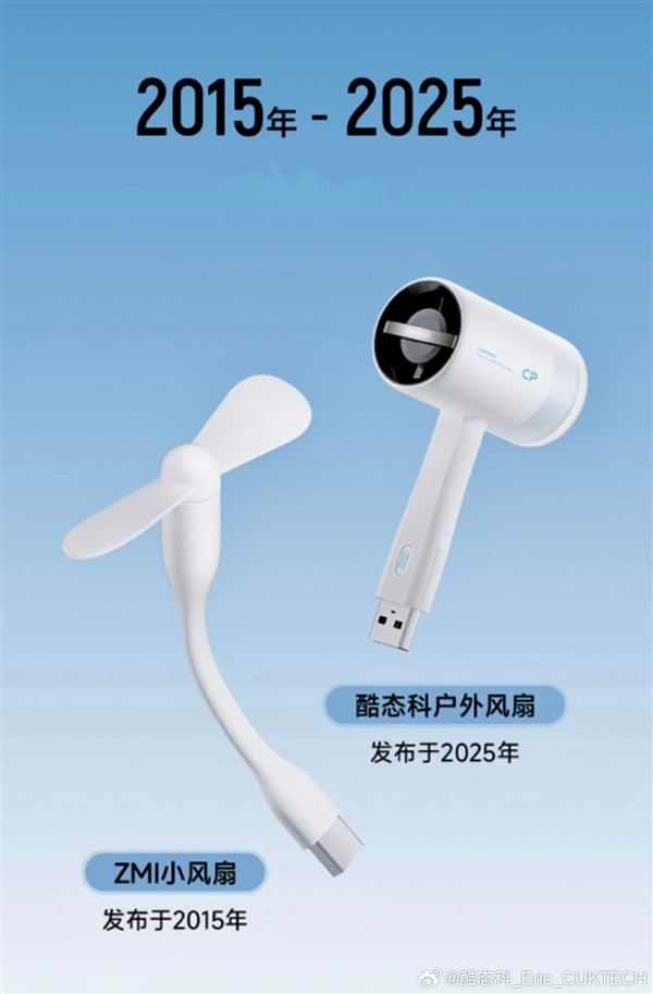 jinnianhui官网十年前爆款迭代！酷态科CP超等户外电扇公布：69元、38(图1)